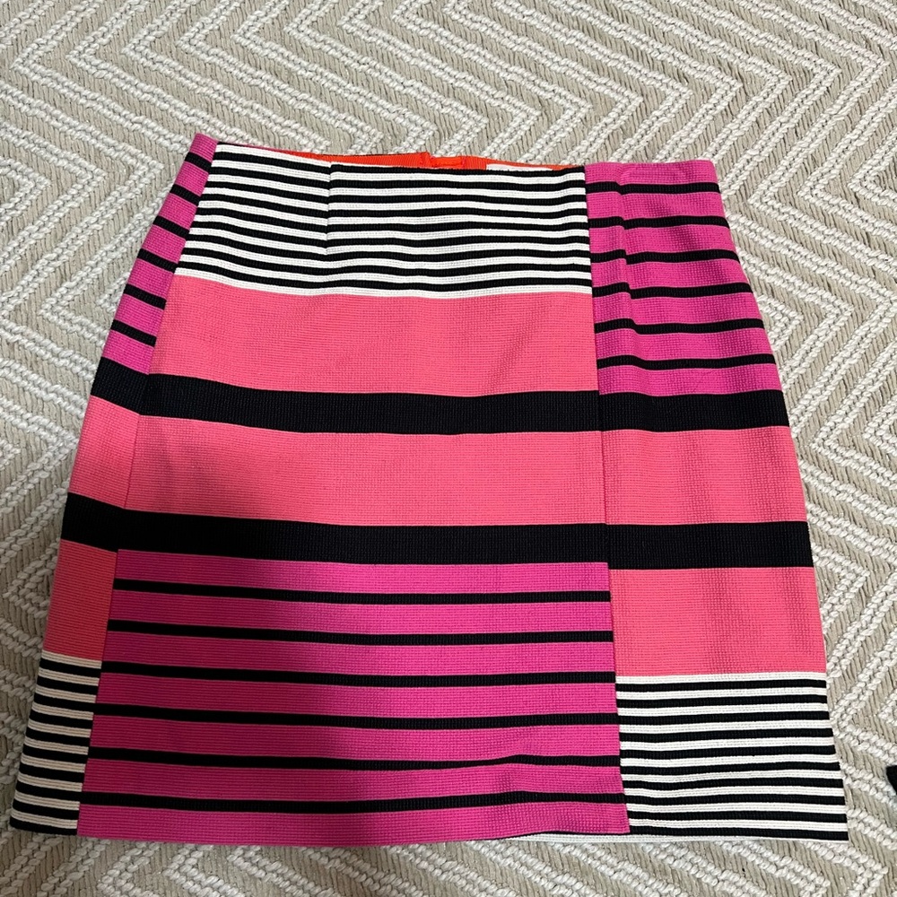 LOFT Pink and Black Striped Mini Skirt size 2P